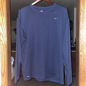 Nike Men’s Dri-fit Long Sleeve Navy Blue Shirt XL